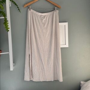 Eileen Fisher organic cotton jersey Maxi Skirt, medium, oatmeal, EUC